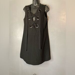 English Factory Black Dress lace up mini dress